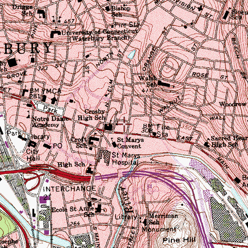Topographic Map of Saint Cecilia Evangelization Church, CT