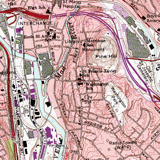 Topographic Map of Saint Francis Xavier Roman Catholic Church, CT