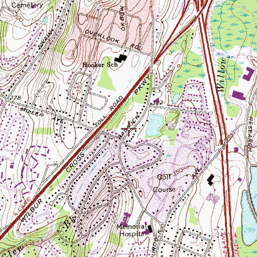 Topographic Map of Saint John Lutheran Church, CT