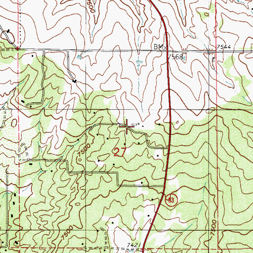 Topographic Map of Rollin Ridge Ranch, CO
