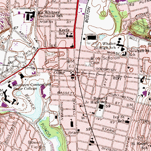 Topographic Map of Saint John the Baptist Catholic Church, CT