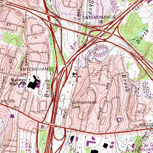Topographic Map of Saint Johns Field, CT