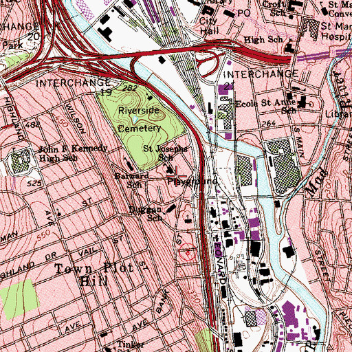 Topographic Map of Saint Joseph Church, CT