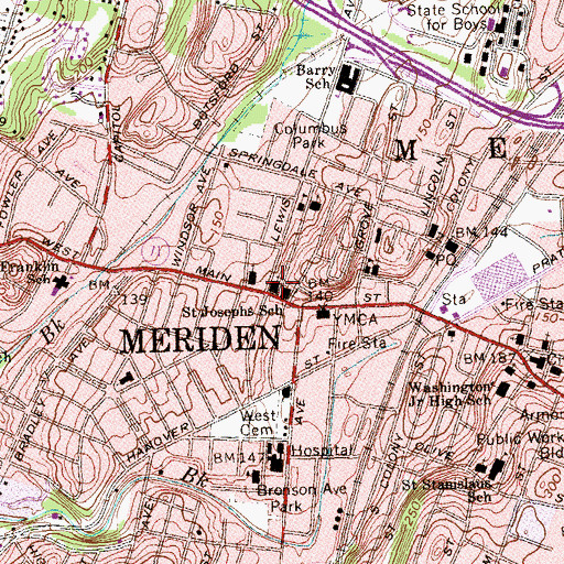 Topographic Map of Saint Joseph Roman Catholic Church, CT