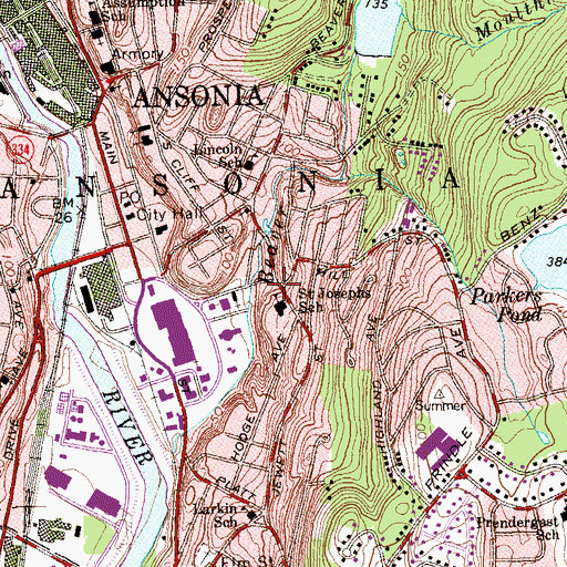 Topographic Map of Saint Josephs Parish Church, CT