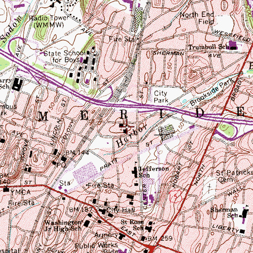 Topographic Map of Saint Laurent School, CT