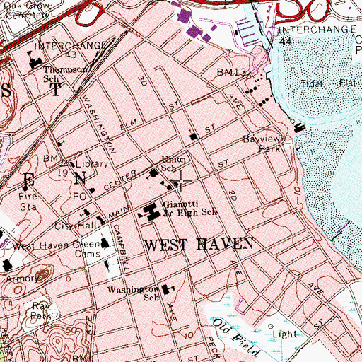 Topographic Map of Saint Lawrences Church, CT