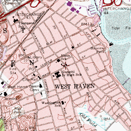 Topographic Map of Saint Lawrence School, CT