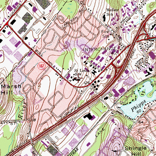 Topographic Map of Saint Louis Church, CT