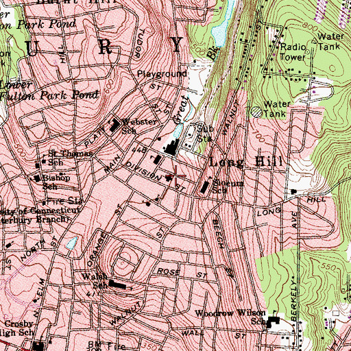Topographic Map of Saint Lucys Church, CT