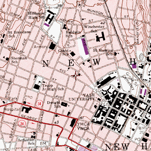 Topographic Map of Saint Lukes Episcopal Church, CT