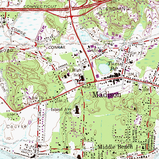 Topographic Map of Saint Margaret Roman Catholic Church, CT