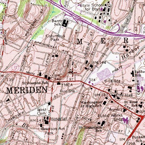 Topographic Map of Saint Mary School, CT