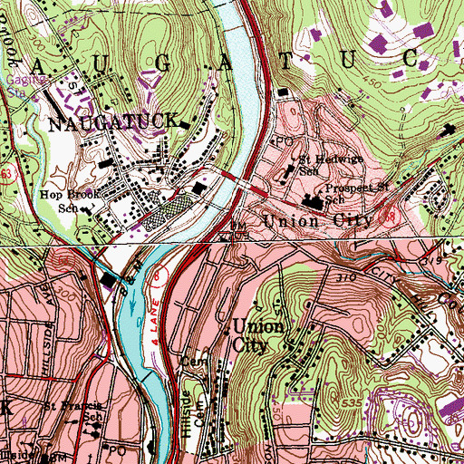 Topographic Map of Saint Marys Church, CT