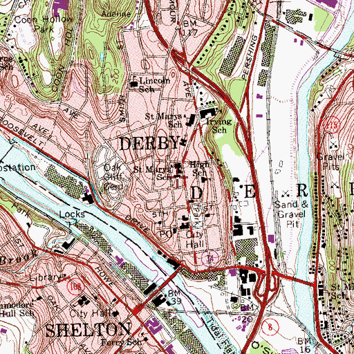 Topographic Map of Saint Marys Church, CT