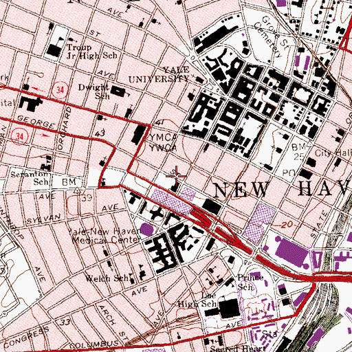 Topographic Map of Saint Marys United Free Will Baptist Church, CT