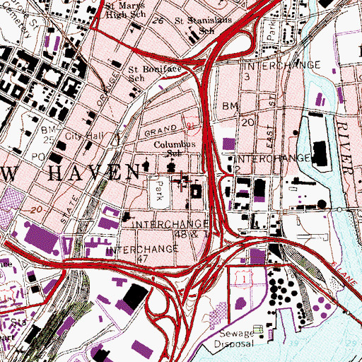 Topographic Map of Saint Michaels Church, CT