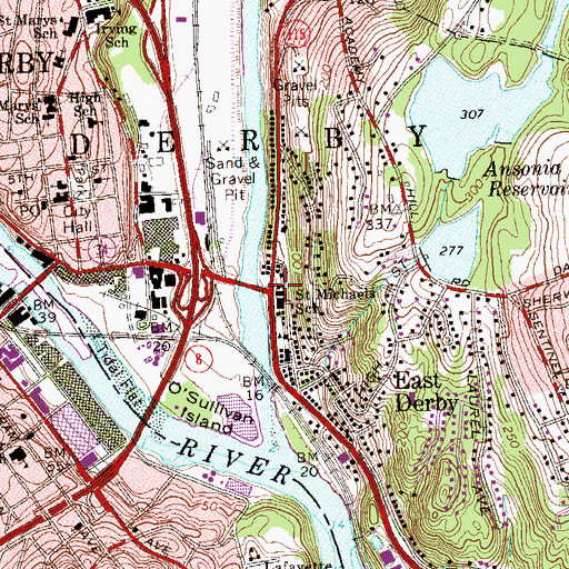 Topographic Map of Saint Michaels Church, CT
