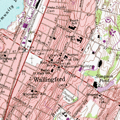 Topographic Map of Saint Pauls Episcopal Church, CT