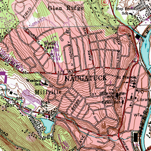 Topographic Map of Saint Pauls Lutheran Church, CT