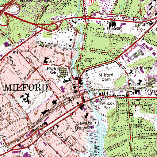 Topographic Map of Saint Peters Episcopal Church, CT