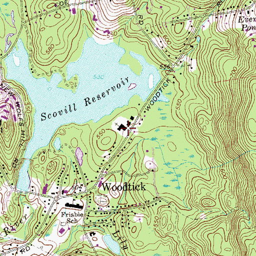 Topographic Map of Saint Puis X Church, CT