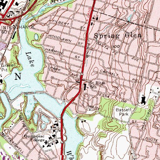 Topographic Map of Saint Ritas Church, CT