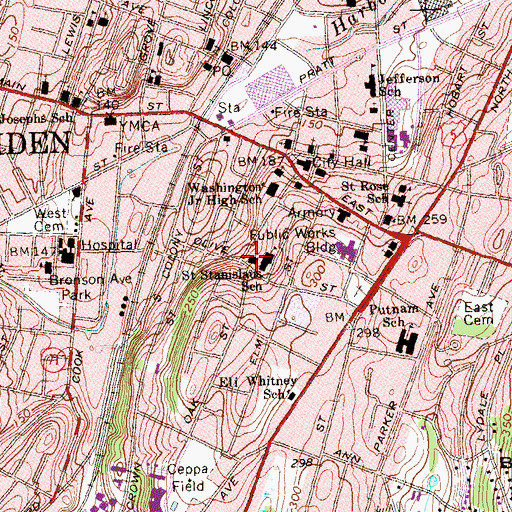 Topographic Map of Saint Stanislaus Roman Catholic Church, CT