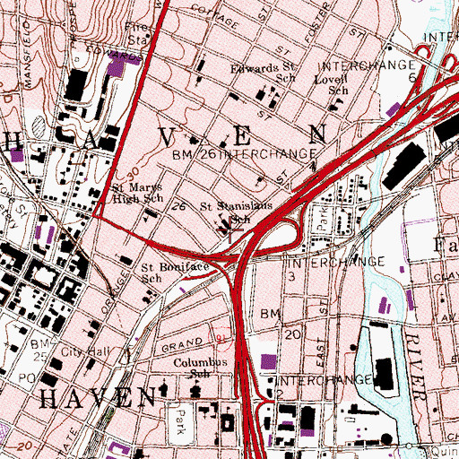Topographic Map of Saint Stanislaus Roman Catholic Church, CT