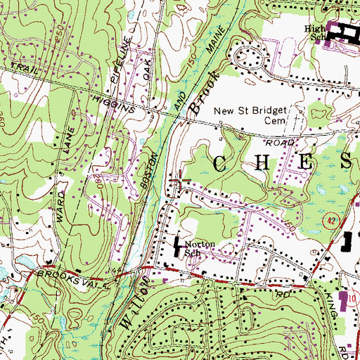 Topographic Map of Saint Thomas Becketts Church, CT