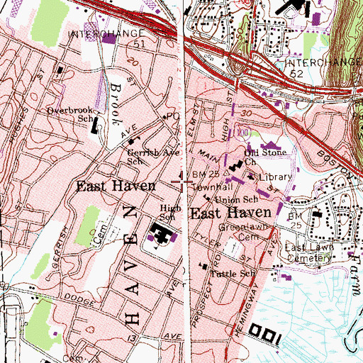 Topographic Map of Saint Vincent de Paul School, CT