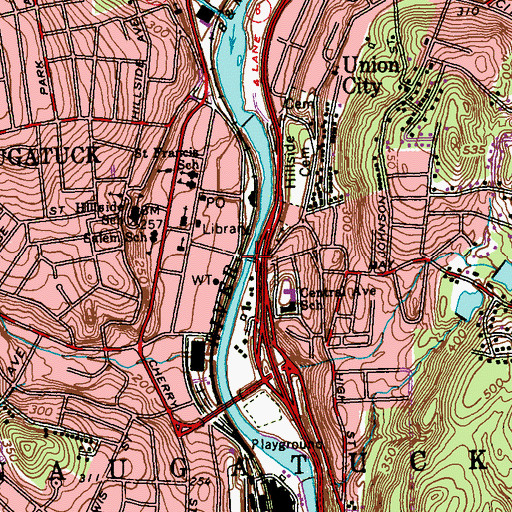 Topographic Map of Salem Bridge, CT