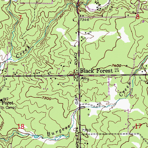 Topographic Map of Black Forest, CO