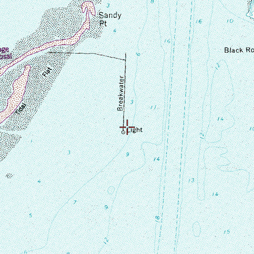 Topographic Map of Sandy Point Lighthouse, CT