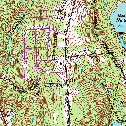 Topographic Map of Sanford Hill, CT