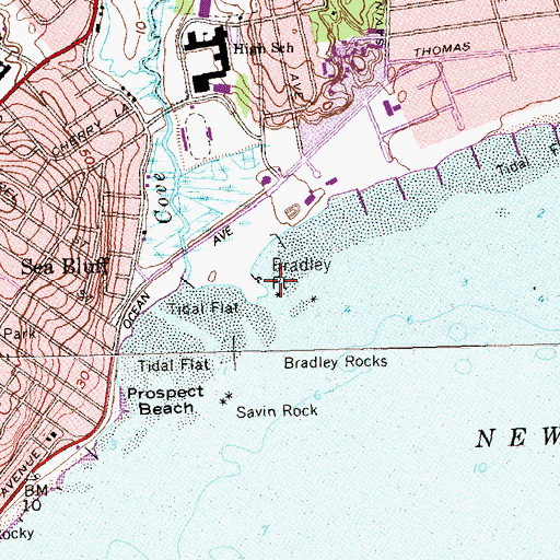 Topographic Map of Savin Rock, CT