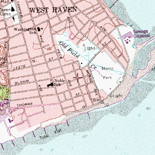 Topographic Map of Savin Rock Community School, CT