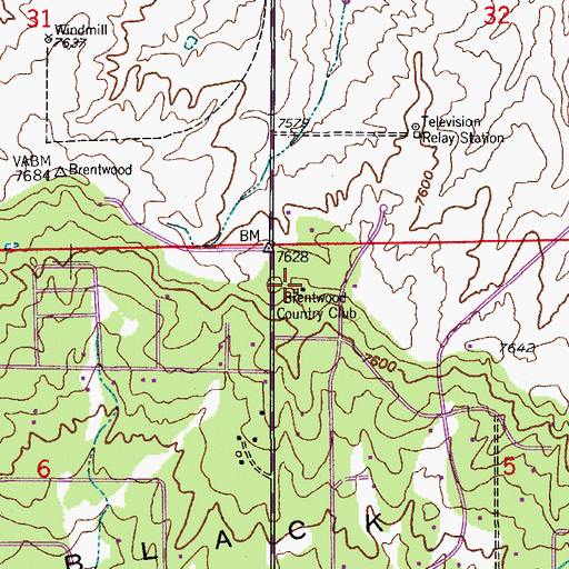 Topographic Map of Brentwood Country Club, CO