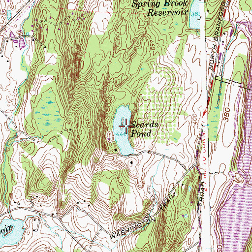 Topographic Map of Scards Pond, CT