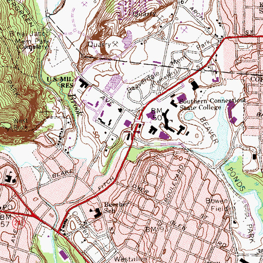 Topographic Map of Schwartz Hall, CT