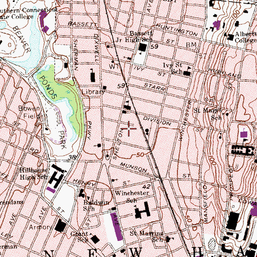 Topographic Map of Science Park Building Number 14, CT