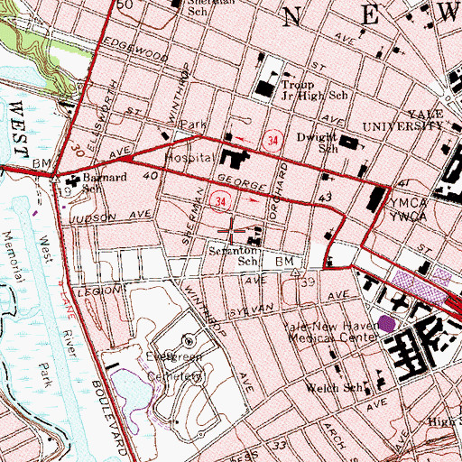 Topographic Map of Scranton Professional Building, CT