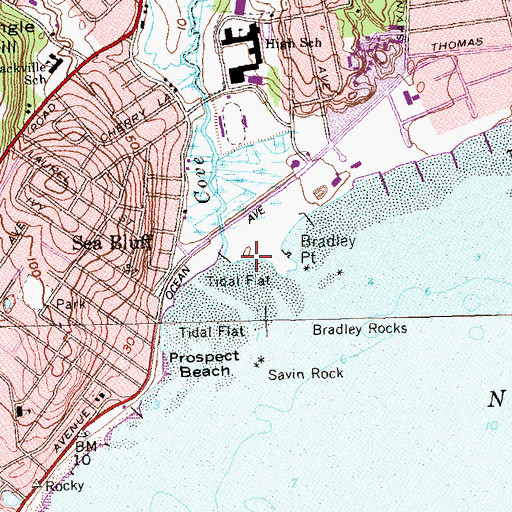 Topographic Map of Sea Bluff Beach, CT
