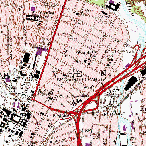 Topographic Map of Seventh Day Adventist Church, CT