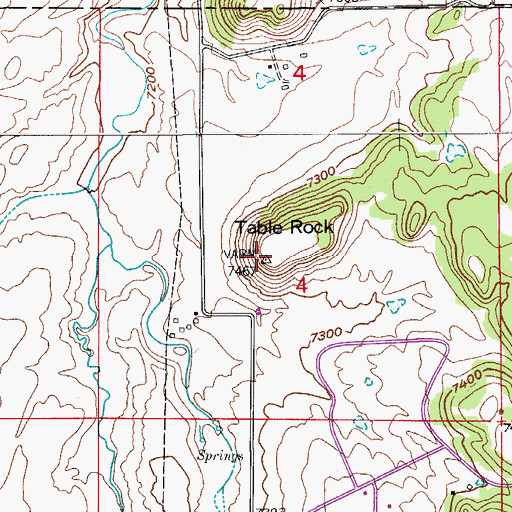 Topographic Map of Table Rock, CO