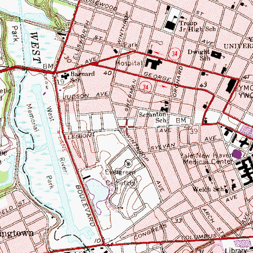 Topographic Map of Sherman Triangle, CT