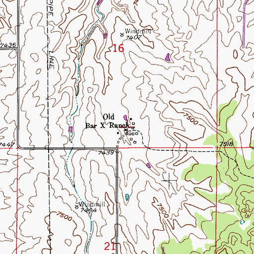 Topographic Map of Old Bar X Ranch, CO