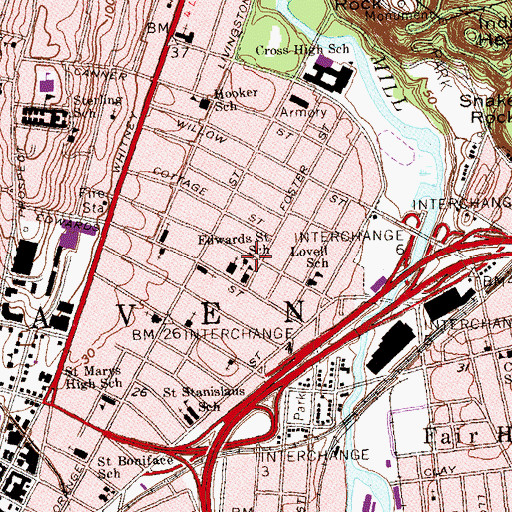 Topographic Map of Shiloh Missionary Baptist Church, CT