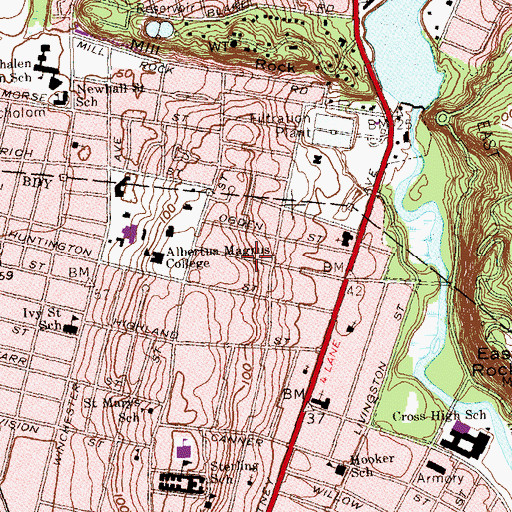Topographic Map of Slate Library, CT