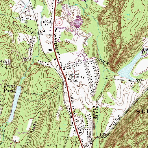 Topographic Map of Sleeping Giant Country Club, CT